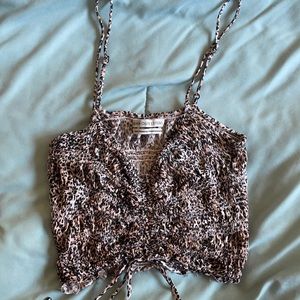 Urban Outfitters Ruched cheetah print cropped tank top